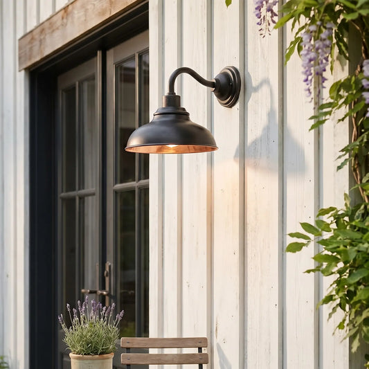 Industrial 12 in Dome Metal Gooseneck Wall Sconce, Eleven Finishes