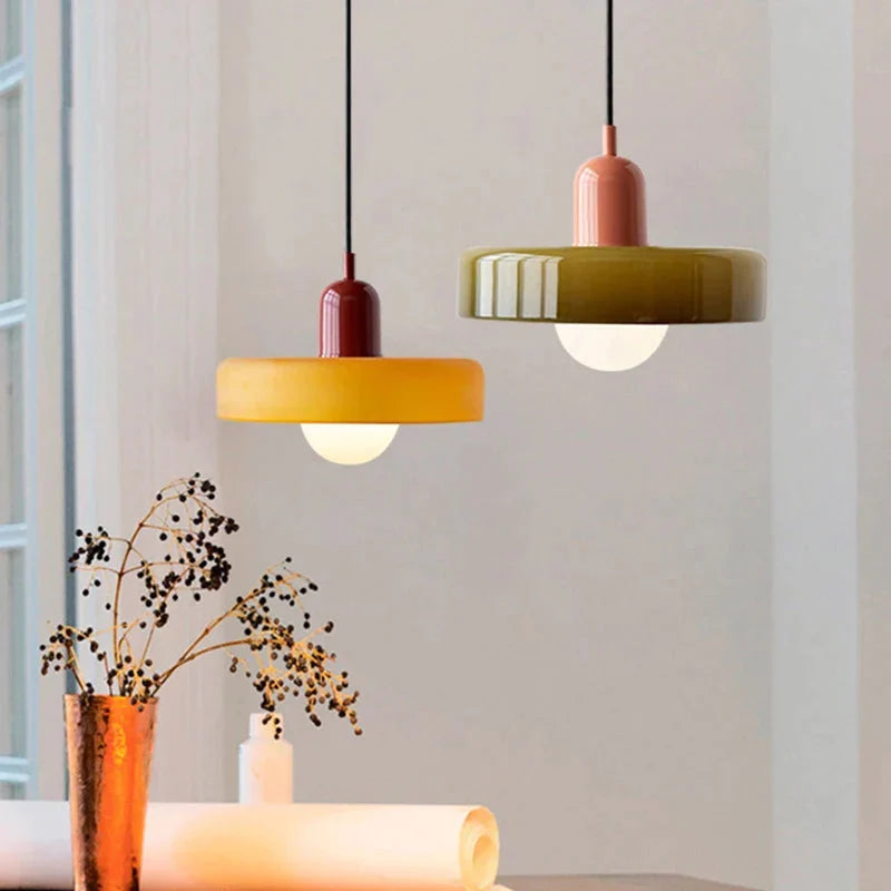 Retro Stained Glass Pendant Light, Colourful Glass Shade, 25 cm