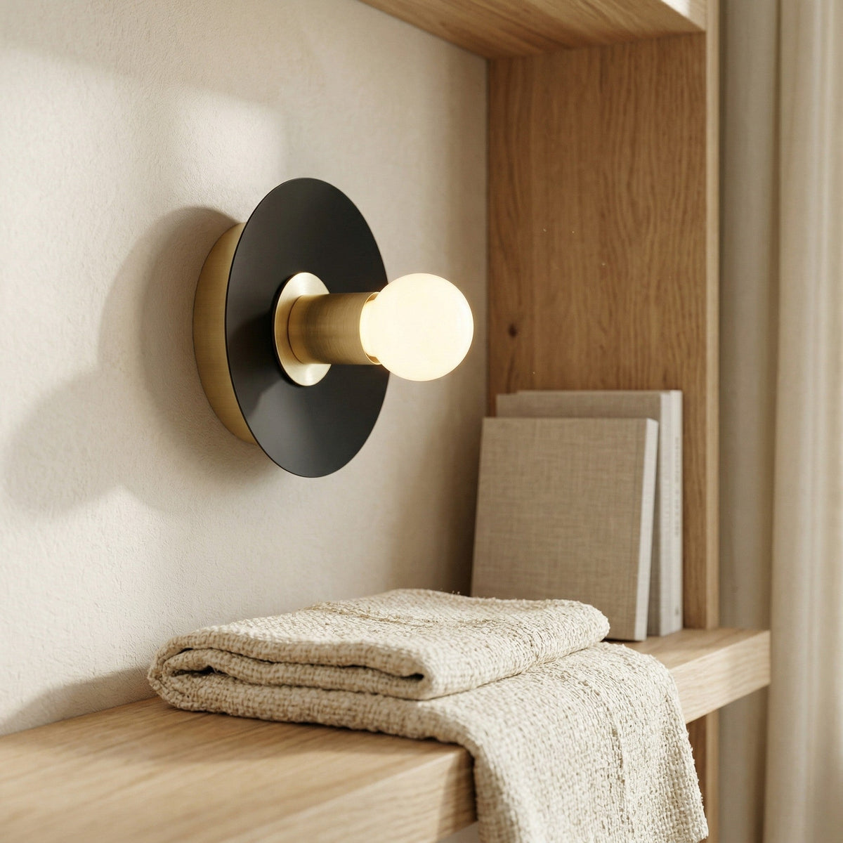 Mid-Century Modern Brass Wall Light with Opal Milk Glass Globe