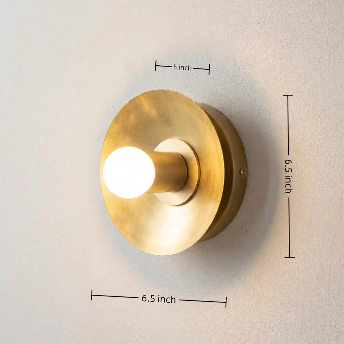 Mid-Century Modern Brass Wall Light with Opal Milk Glass Globe