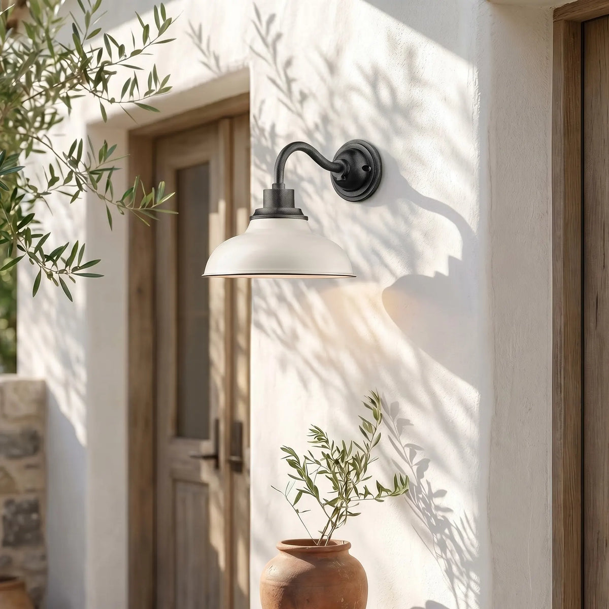 Industrial 12 in Dome Metal Gooseneck Wall Sconce, Eleven Finishes