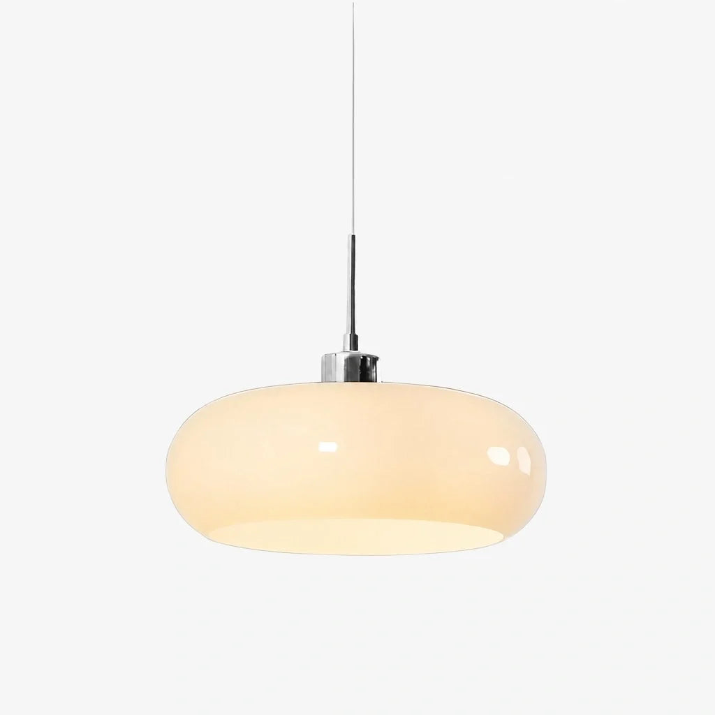 Nordic Bauhaus Glass Pendant Light, Milk Glass Shade, Adjustable Cord