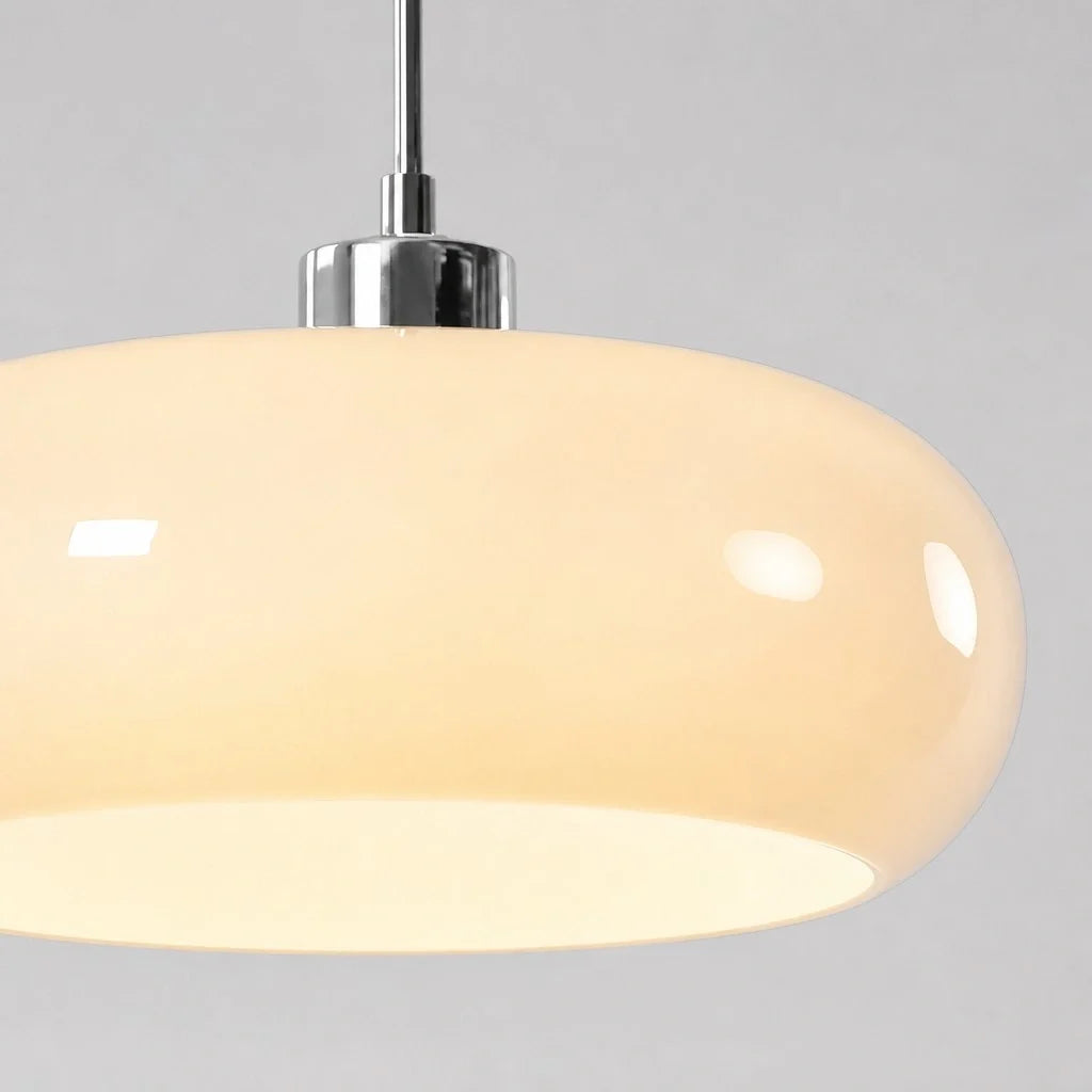 Nordic Bauhaus Glass Pendant Light, Milk Glass Shade, Adjustable Cord