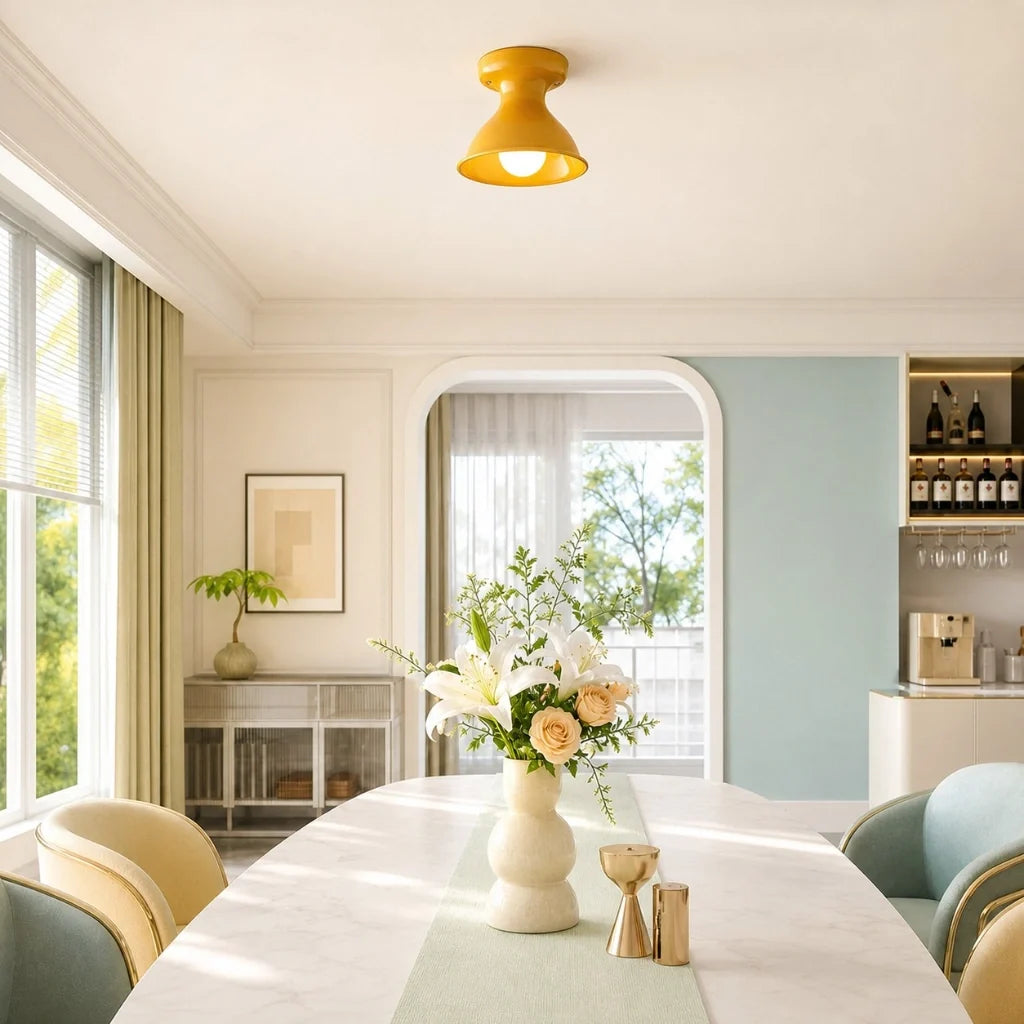 Modern Colourful Ceramic Flush Mount Ceiling Light, Six Shade Colours