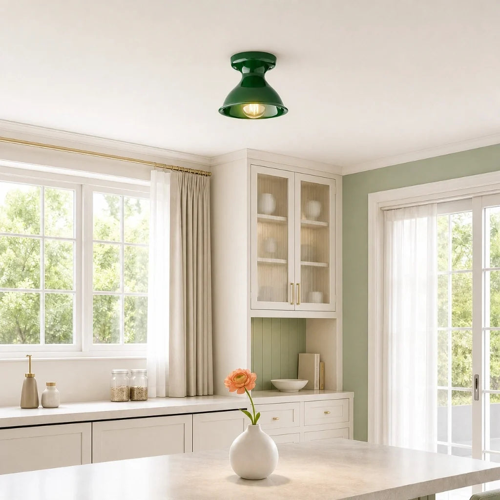Modern Colourful Ceramic Flush Mount Ceiling Light, Six Shade Colours