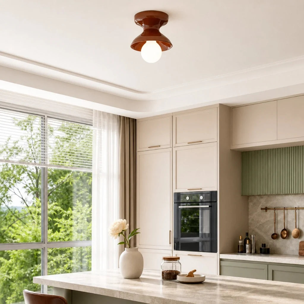 Modern Colourful Ceramic Flush Mount Ceiling Light, Six Shade Colours