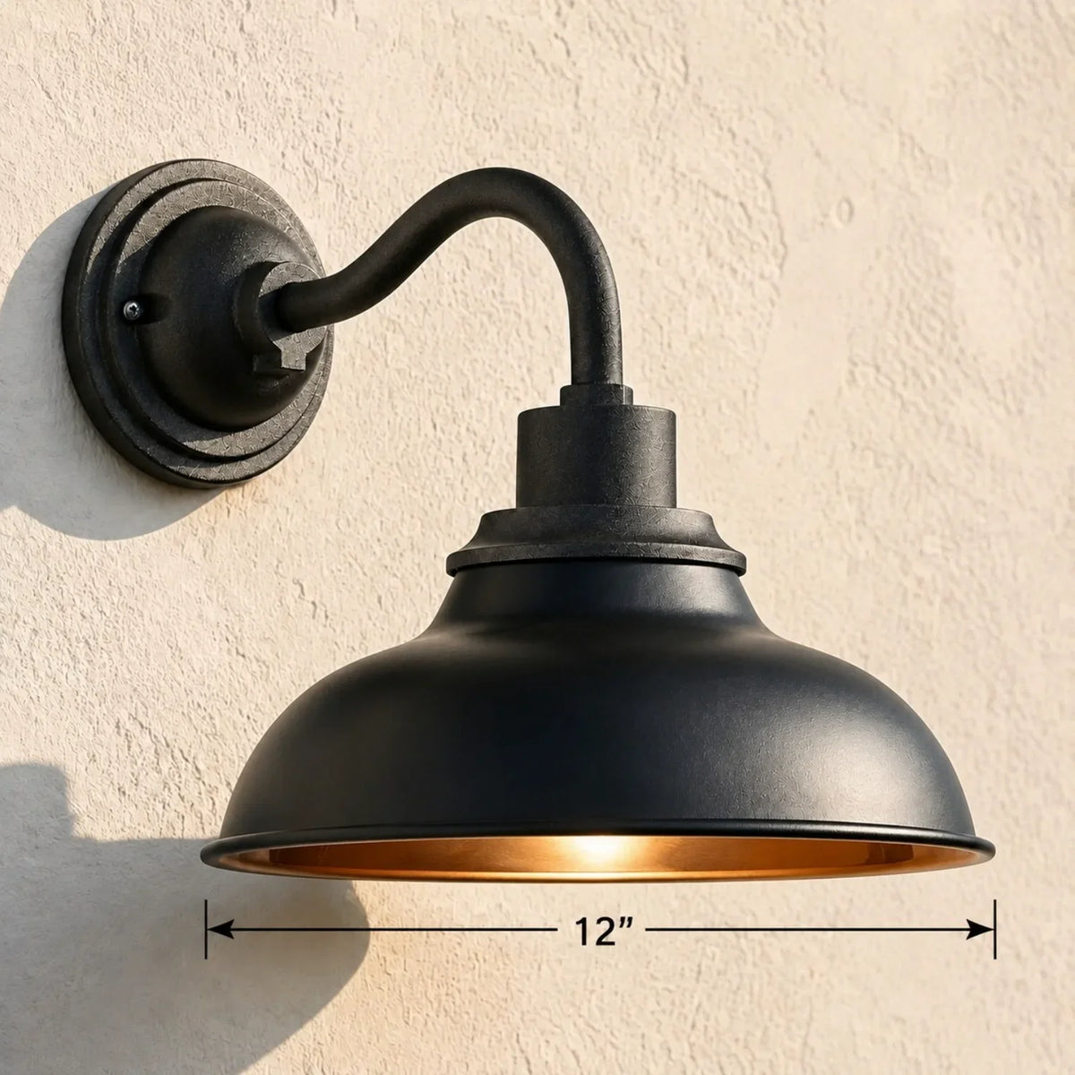 Industrial 12 in Dome Metal Gooseneck Wall Sconce, Eleven Finishes