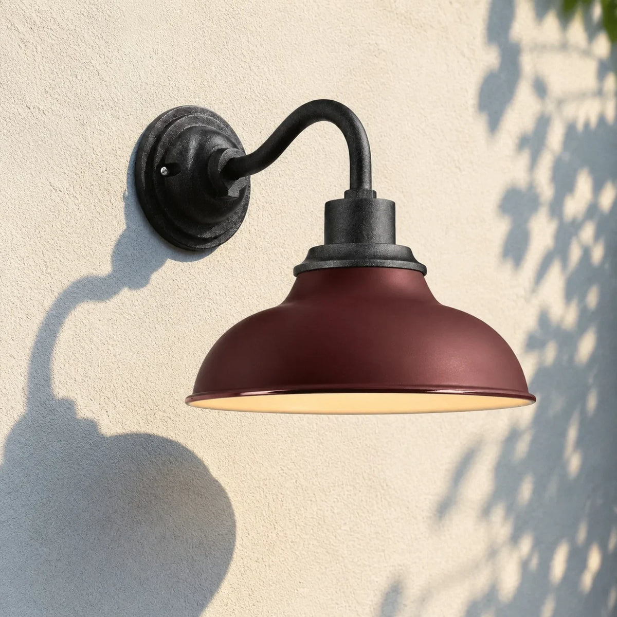 Industrial 12 in Dome Metal Gooseneck Wall Sconce, Eleven Finishes