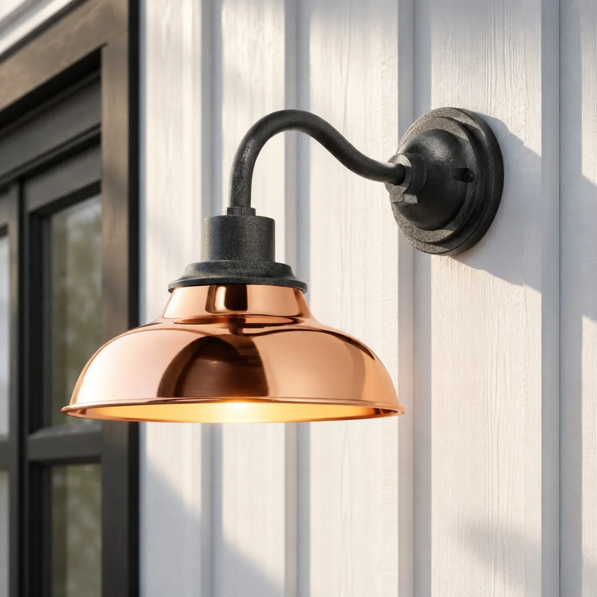 Industrial 12 in Dome Metal Gooseneck Wall Sconce, Eleven Finishes