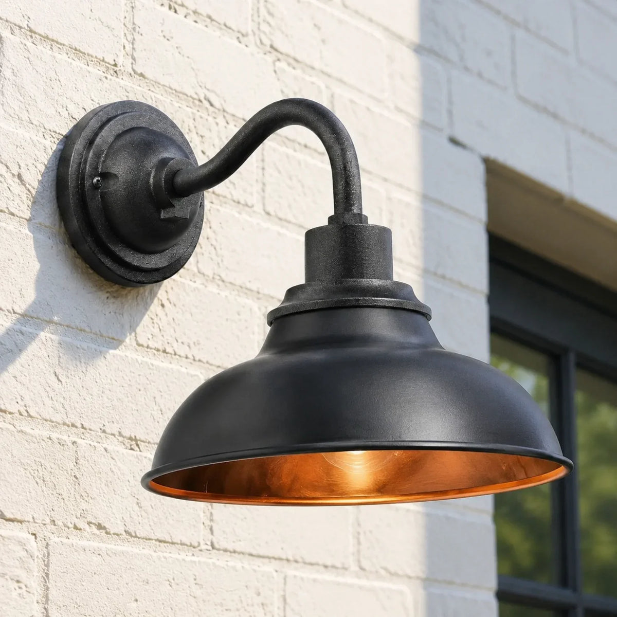 Industrial 12 in Dome Metal Gooseneck Wall Sconce, Eleven Finishes