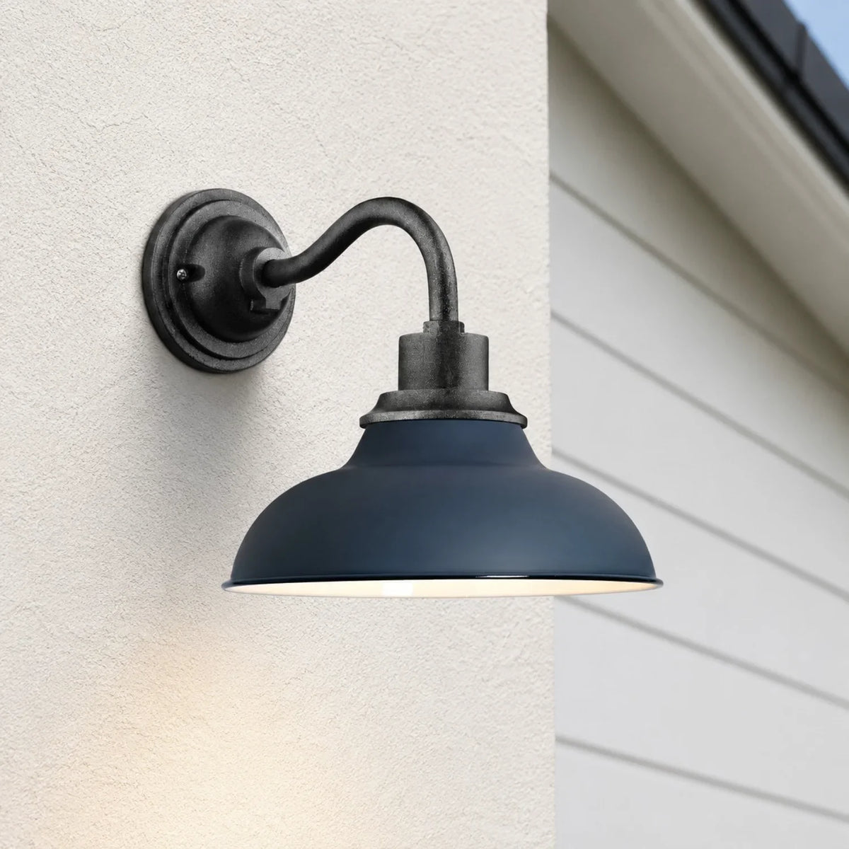 Industrial 12 in Dome Metal Gooseneck Wall Sconce, Eleven Finishes