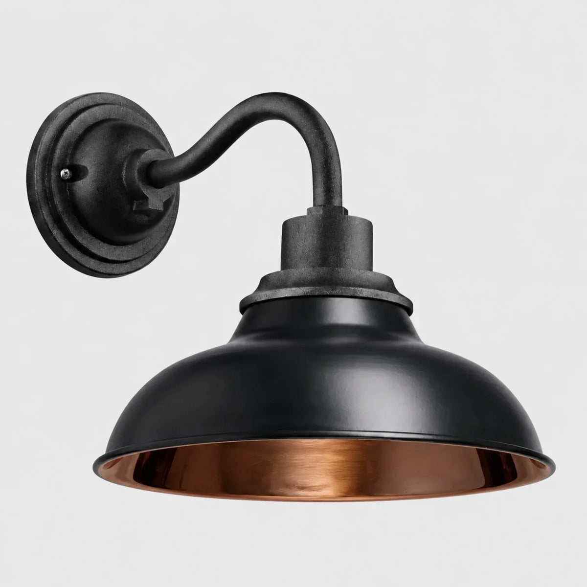 Industrial 12 in Dome Metal Gooseneck Wall Sconce, Eleven Finishes