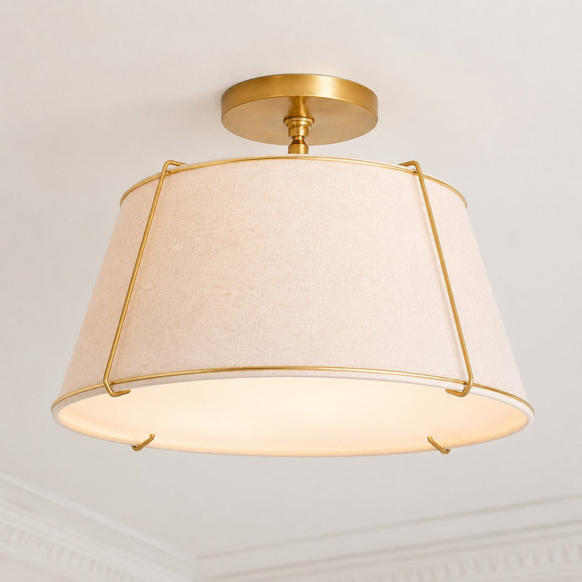 Modern Farmhouse Linen Drum Semi Flush Ceiling Light, 16 in and 24 in