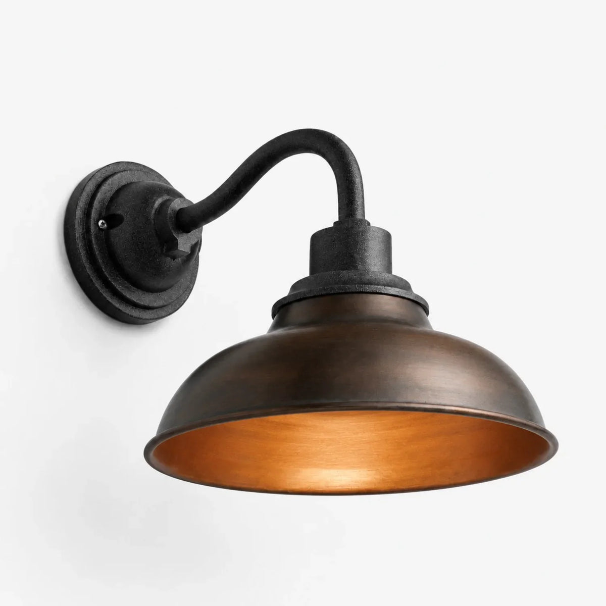 Industrial 12 in Dome Metal Gooseneck Wall Sconce, Eleven Finishes