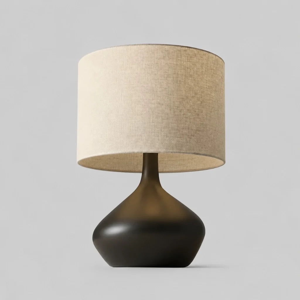 Ceramic Base Table Lamp with Fabric Shade, Dimmer Compatible