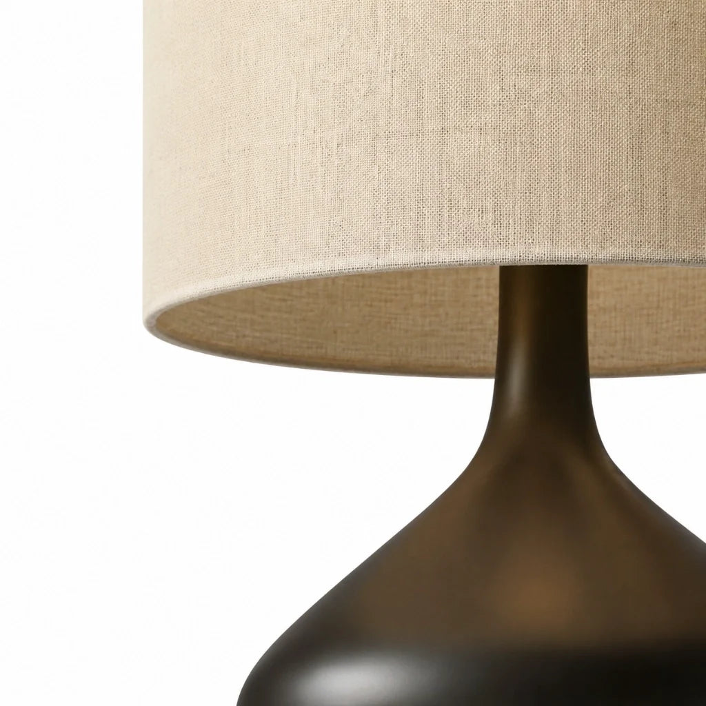 Ceramic Base Table Lamp with Fabric Shade, Dimmer Compatible