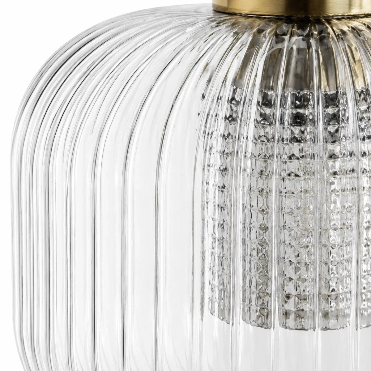 Modern Industrial Ribbed Glass Cylinder Pendant Light, Three Sizes