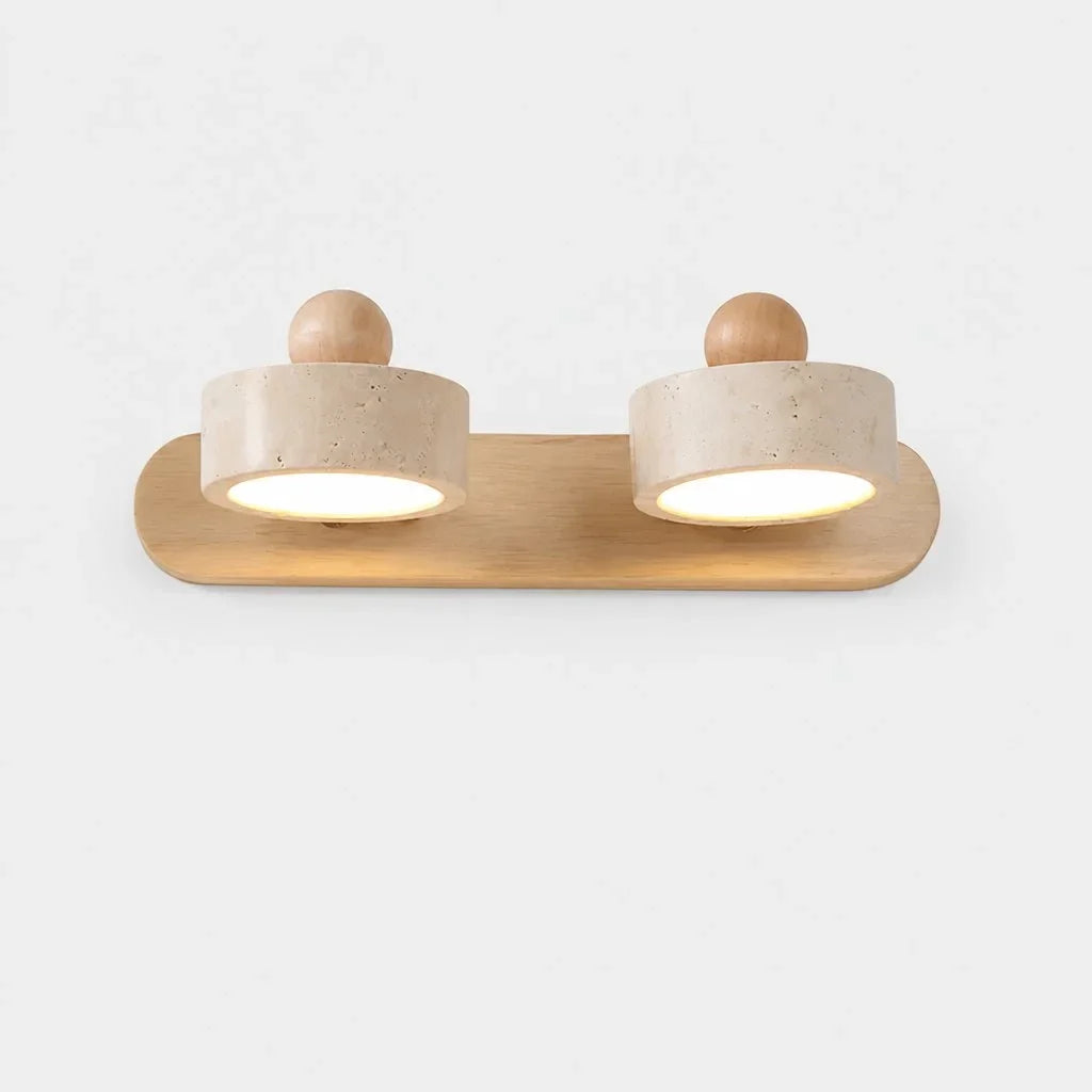 Contemporary Travertine and Wood LED Wall Sconce, 2, 3 or 4 Heads