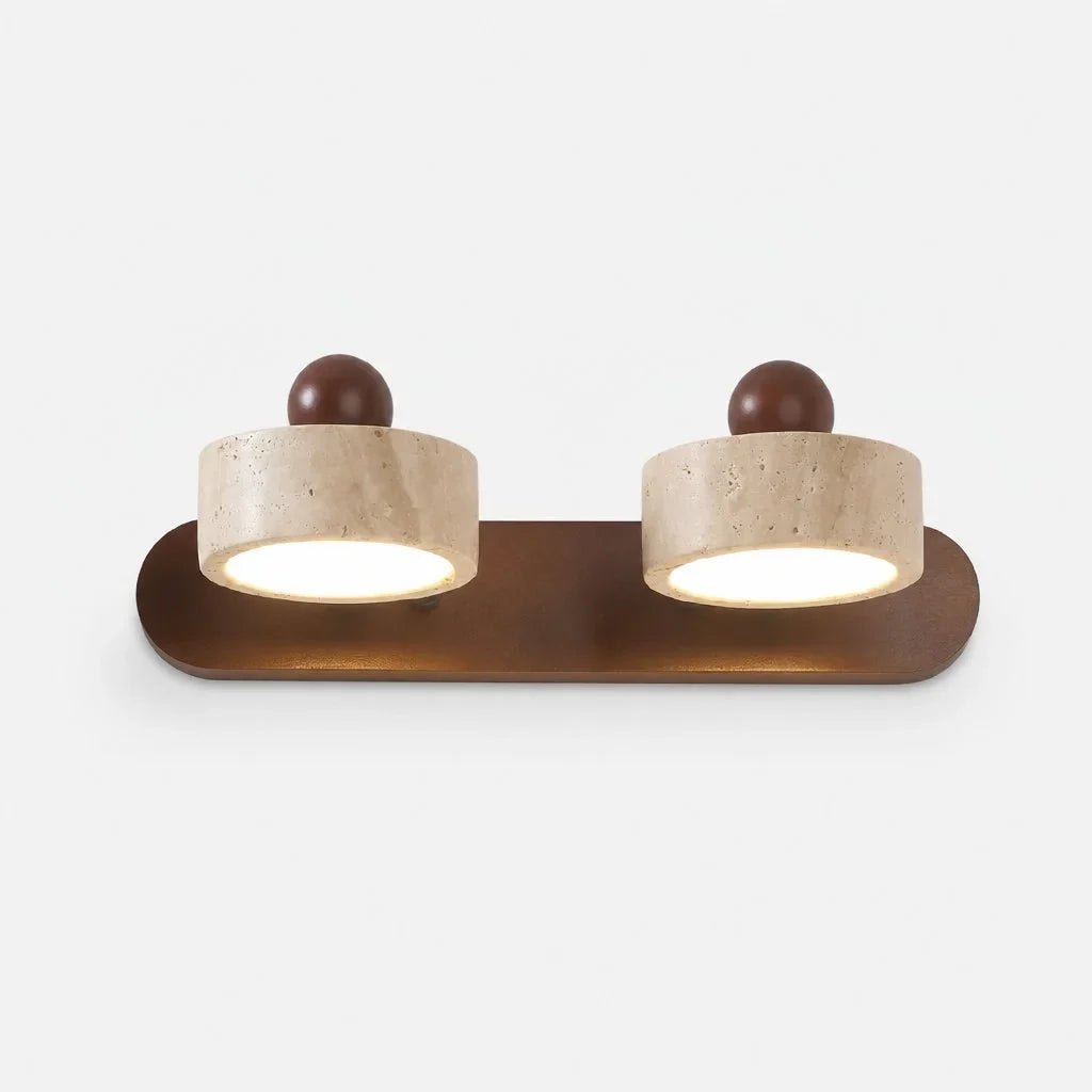 Contemporary Travertine and Wood LED Wall Sconce, 2, 3 or 4 Heads