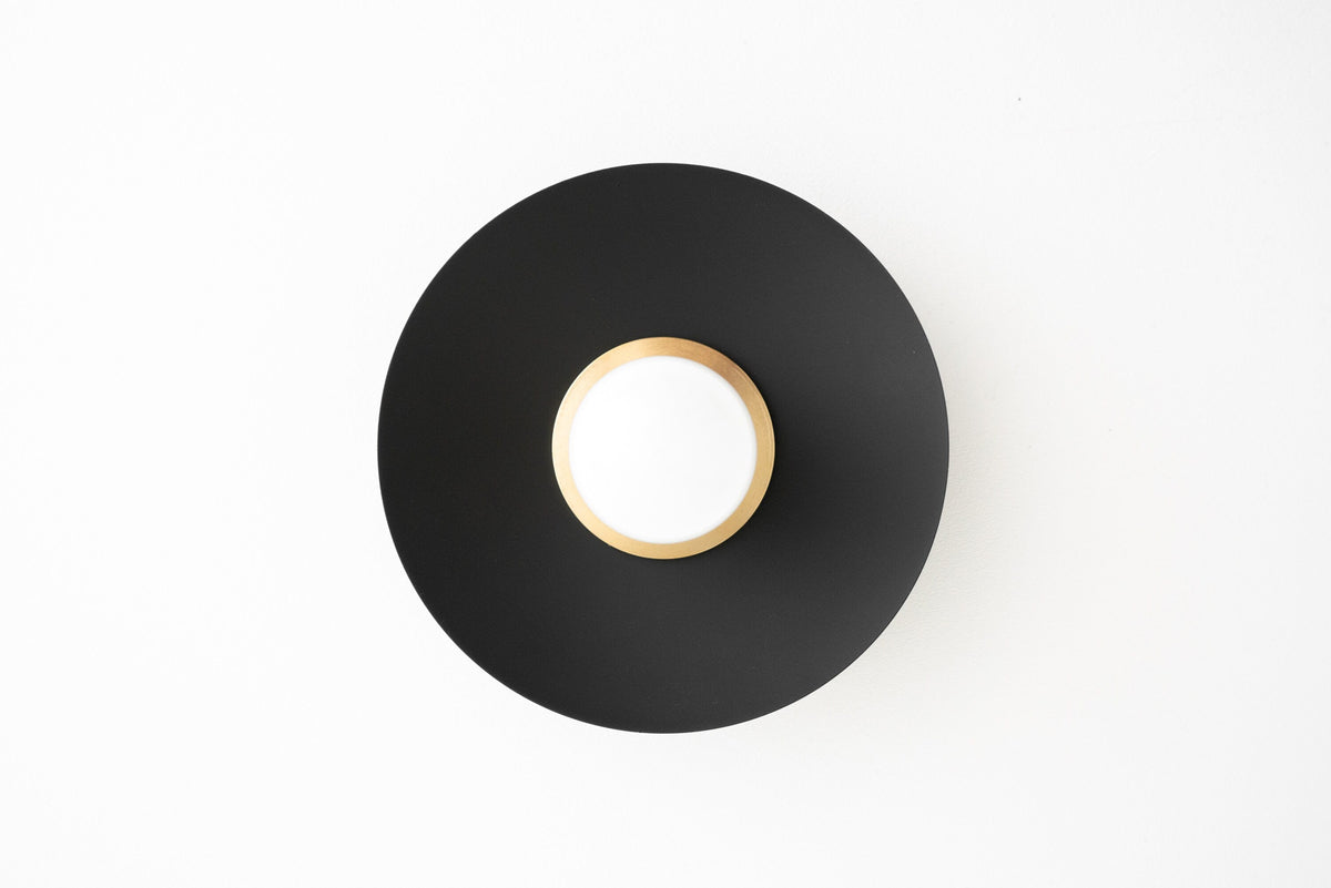 Mid-Century Modern Brass Wall Light with Opal Milk Glass Globe