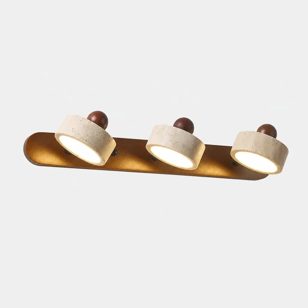 Contemporary Travertine and Wood LED Wall Sconce, 2, 3 or 4 Heads