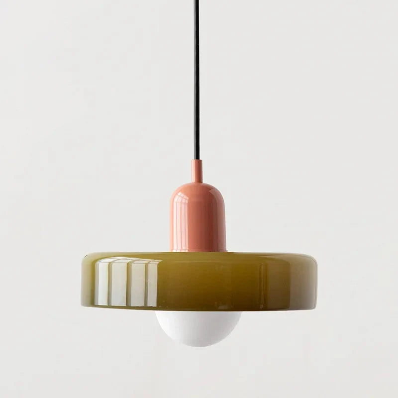 Retro Stained Glass Pendant Light, Colourful Glass Shade, 25 cm