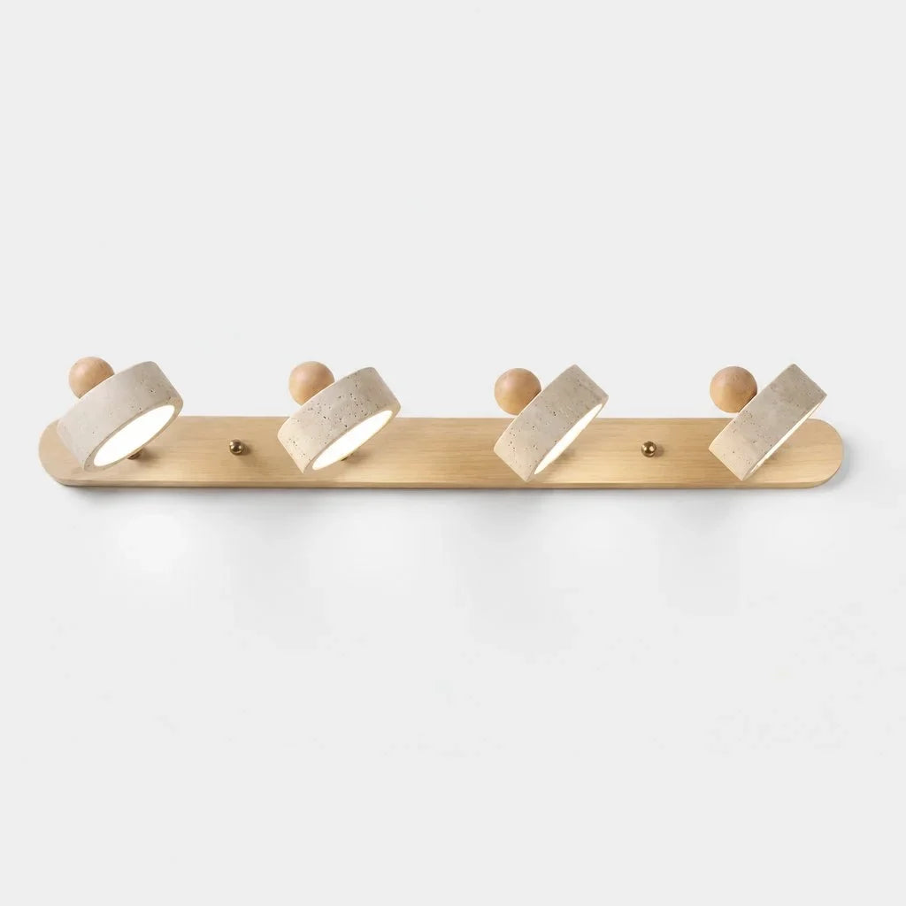 Contemporary Travertine and Wood LED Wall Sconce, 2, 3 or 4 Heads