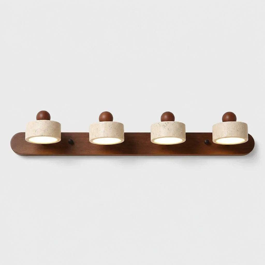 Contemporary Travertine and Wood LED Wall Sconce, 2, 3 or 4 Heads