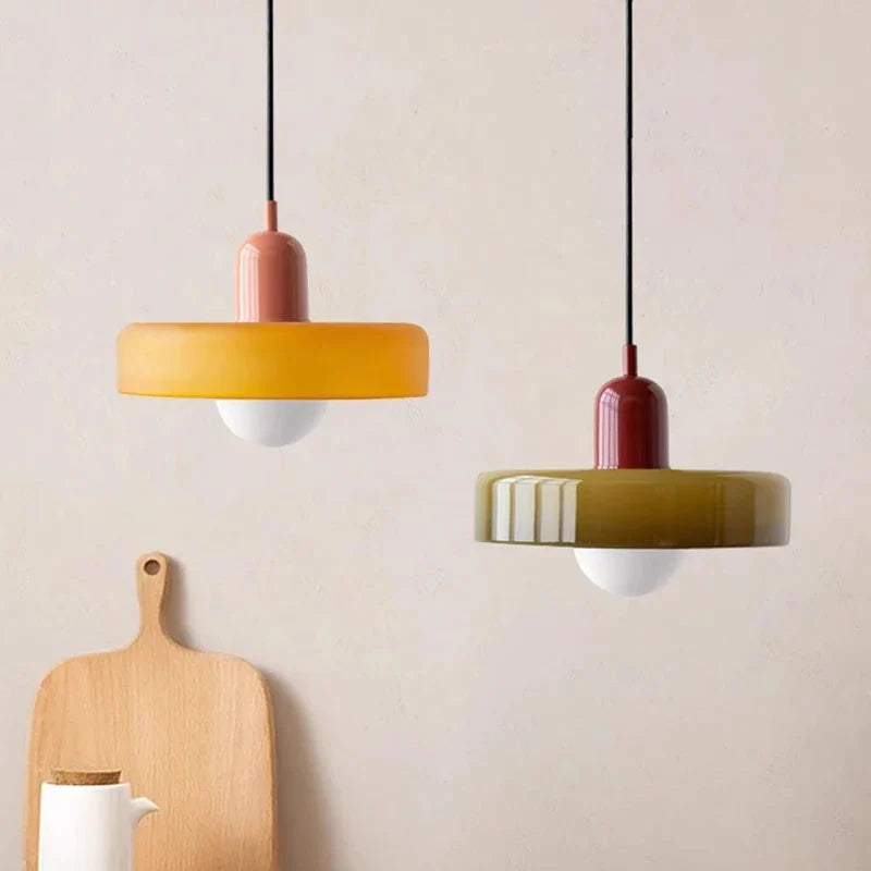 Retro Stained Glass Pendant Light, Colourful Glass Shade, 25 cm