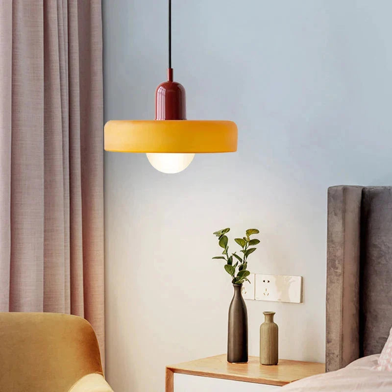 Retro Stained Glass Pendant Light, Colourful Glass Shade, 25 cm