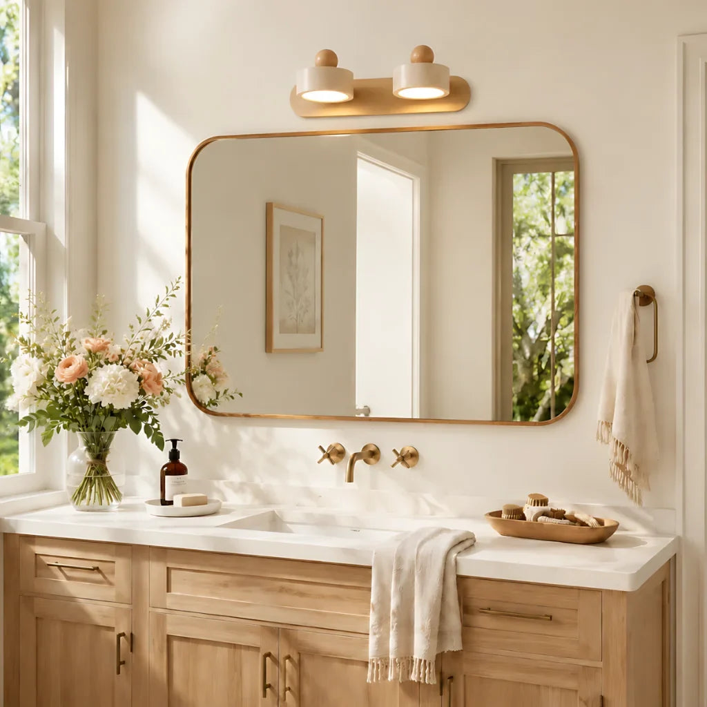 Contemporary Travertine and Wood LED Wall Sconce, 2, 3 or 4 Heads