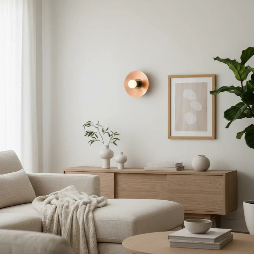 Mid-Century Modern Brass Wall Light with Opal Milk Glass Globe
