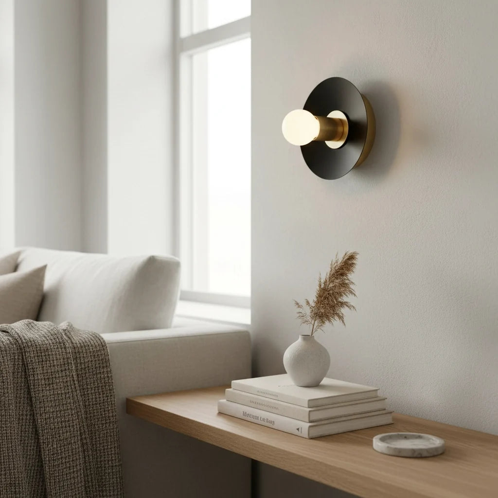 Mid-Century Modern Brass Wall Light with Opal Milk Glass Globe