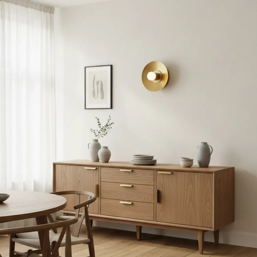 Mid-Century Modern Brass Wall Light with Opal Milk Glass Globe