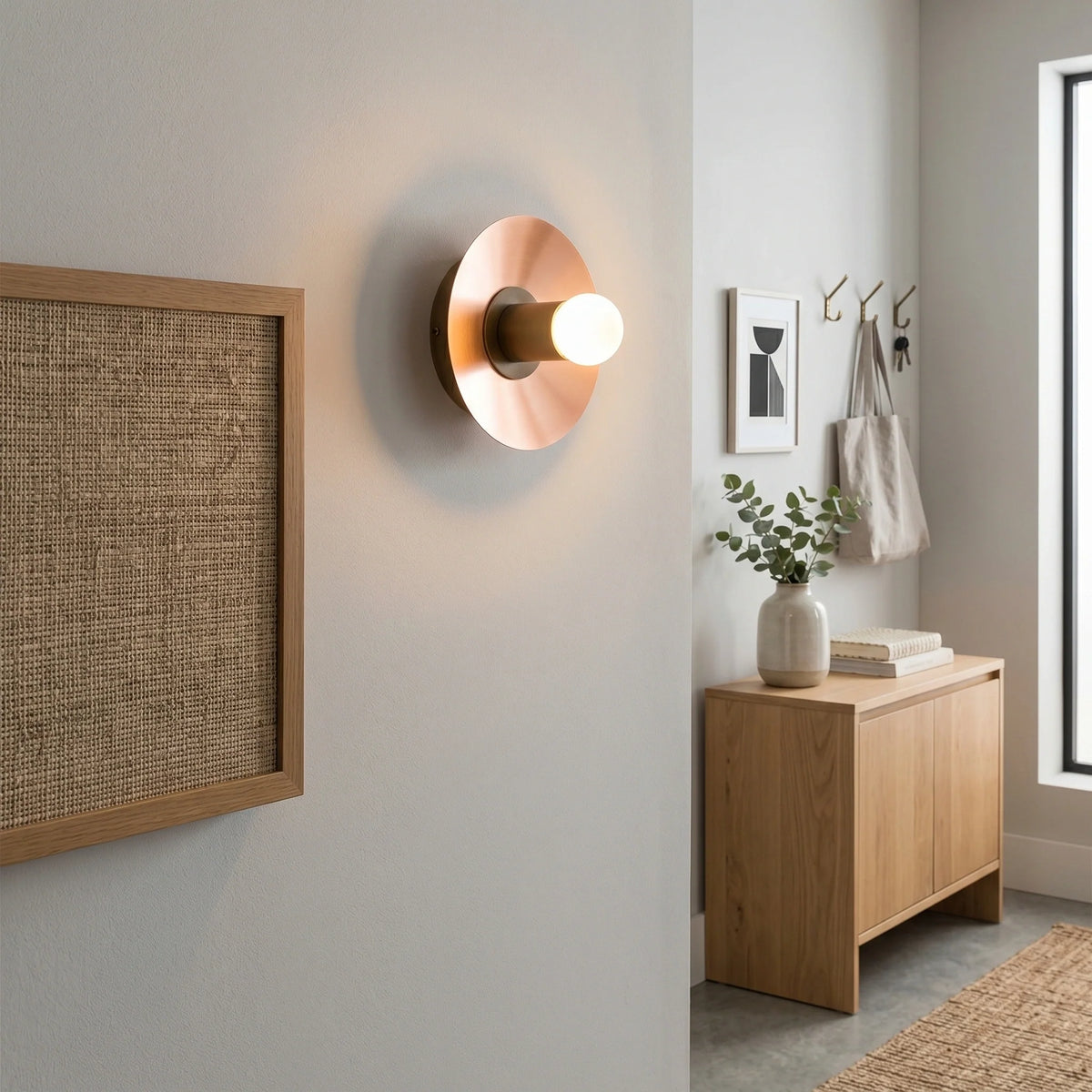Mid-Century Modern Brass Wall Light with Opal Milk Glass Globe