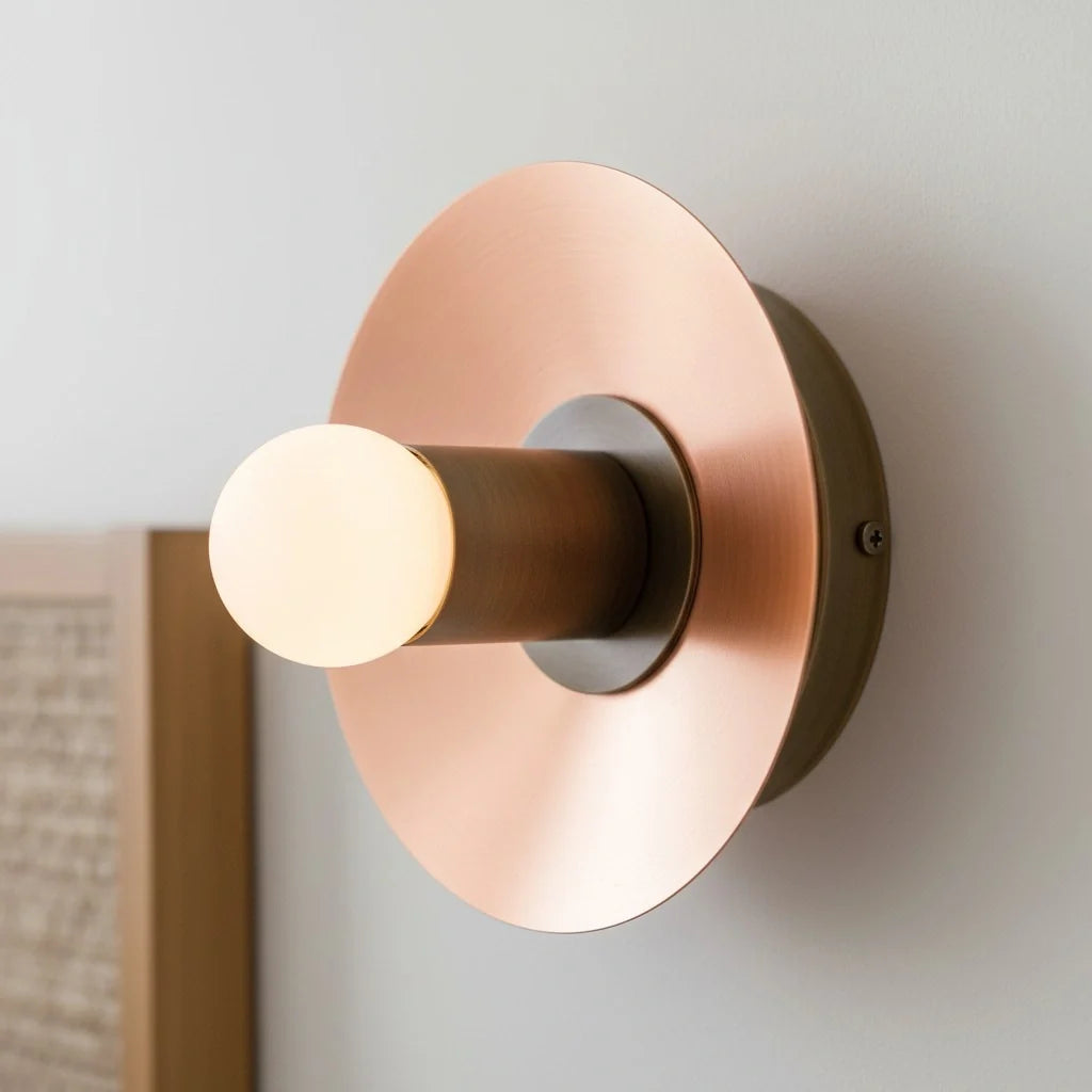 Mid-Century Modern Brass Wall Light with Opal Milk Glass Globe