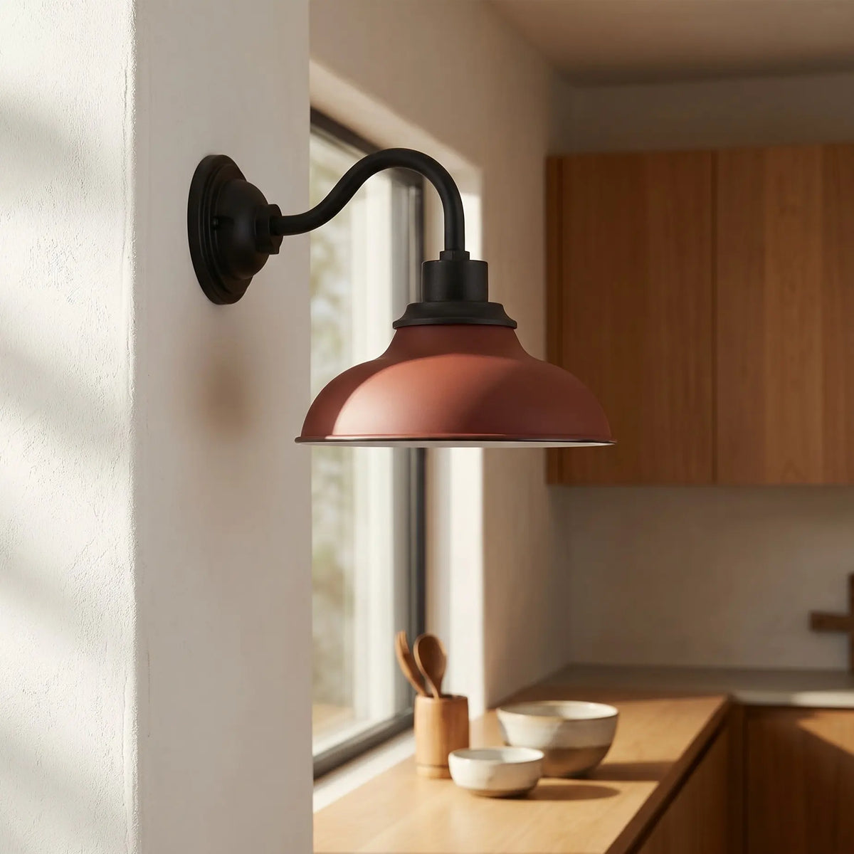 Industrial 12 in Dome Metal Gooseneck Wall Sconce, Eleven Finishes
