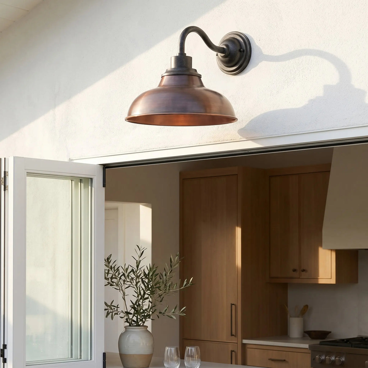 Industrial 12 in Dome Metal Gooseneck Wall Sconce, Eleven Finishes