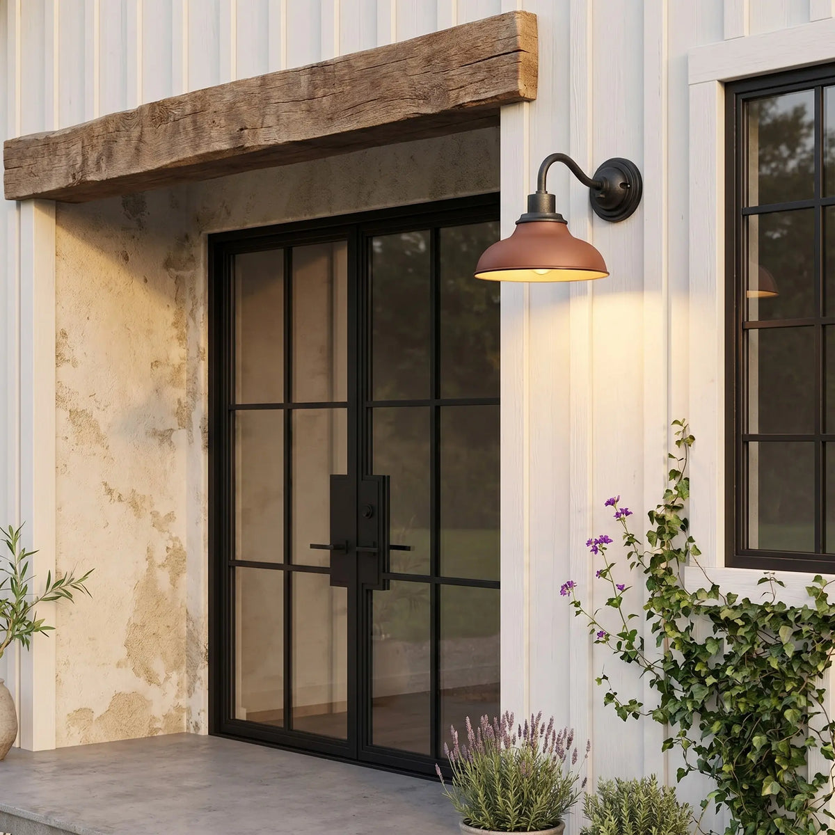Industrial 12 in Dome Metal Gooseneck Wall Sconce, Eleven Finishes