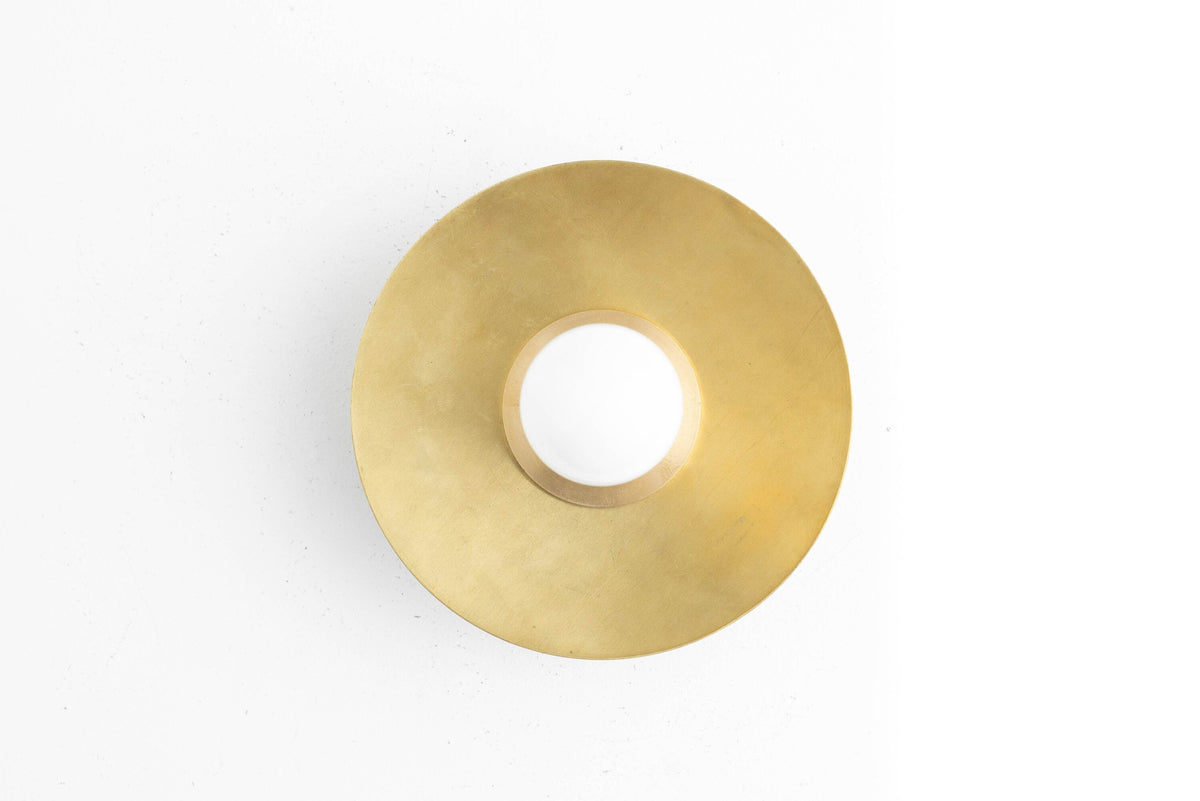 Mid-Century Modern Brass Wall Light with Opal Milk Glass Globe