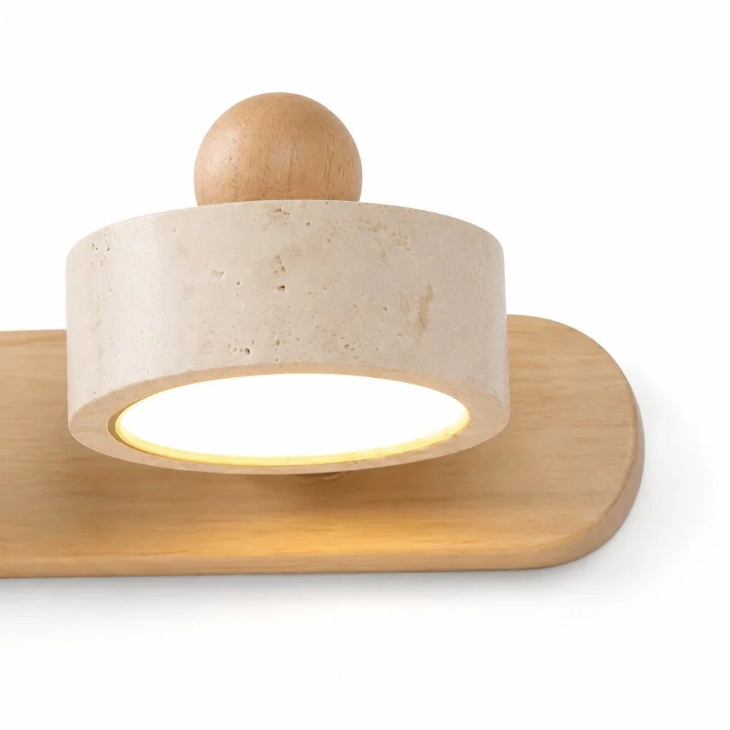 Contemporary Travertine and Wood LED Wall Sconce, 2, 3 or 4 Heads
