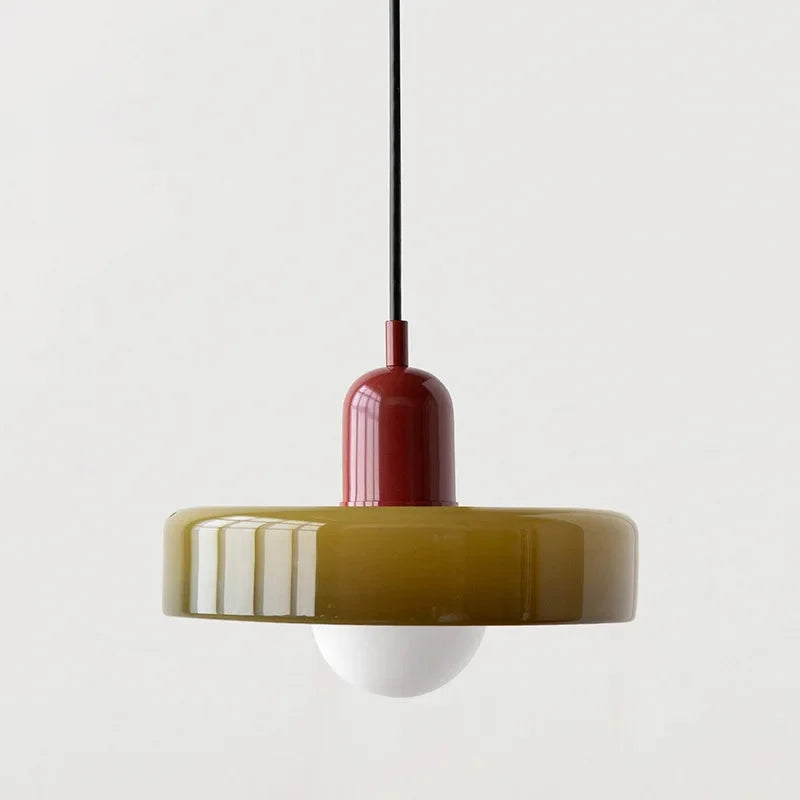 Retro Stained Glass Pendant Light, Colourful Glass Shade, 25 cm