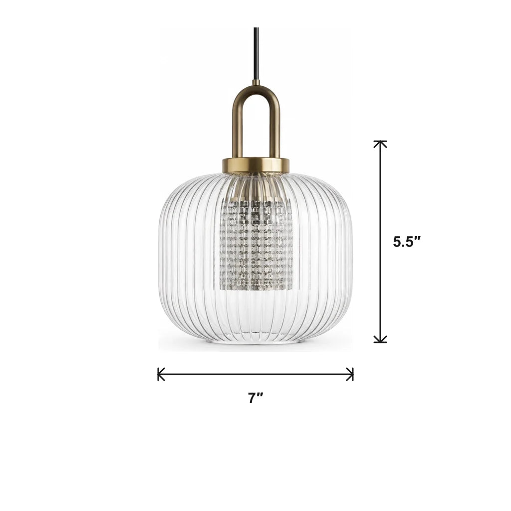 Modern Industrial Ribbed Glass Cylinder Pendant Light, Three Sizes